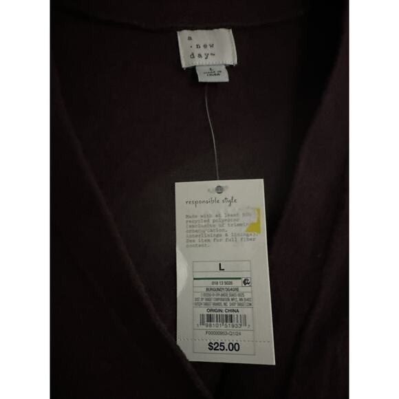 A New Day Women’s Burgundy V-Neck Button Down Cardigan Sweater Size Large - Picture 2 of 3